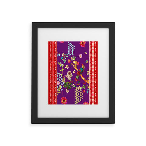 Juliana Curi Purple Oriental Bird Framed Art Print