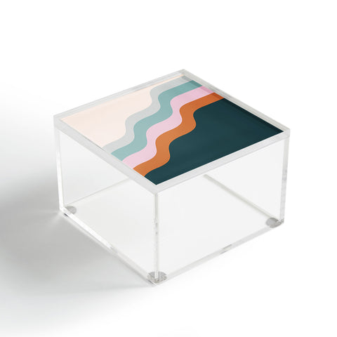 June Journal Abstract Diagonal Waves in Tea Acrylic Box