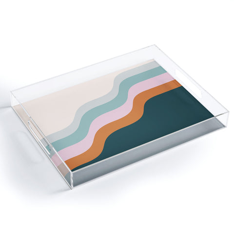 June Journal Abstract Diagonal Waves in Tea Acrylic Tray