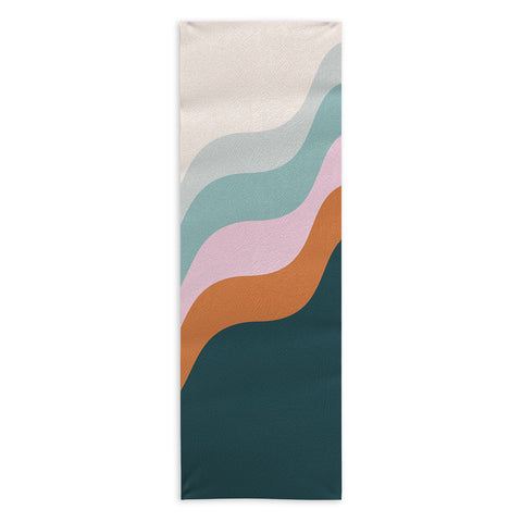 June Journal Abstract Diagonal Waves in Teal Yoga Towel