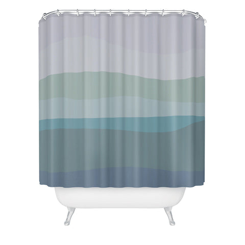 June Journal Calming Ocean Waves in Soft Du Shower Curtain