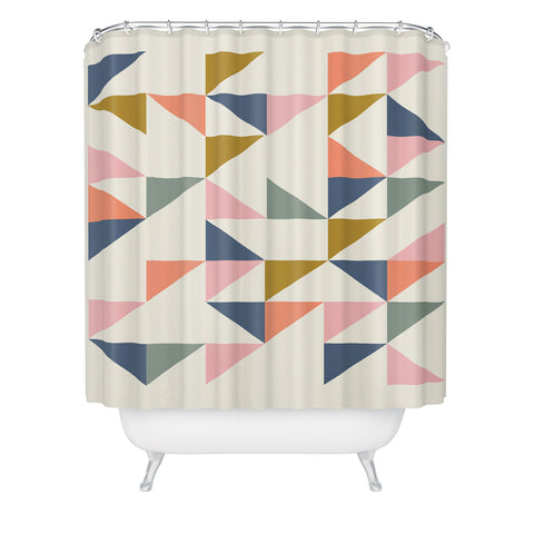 June Journal Floating Triangles Shower Curtain