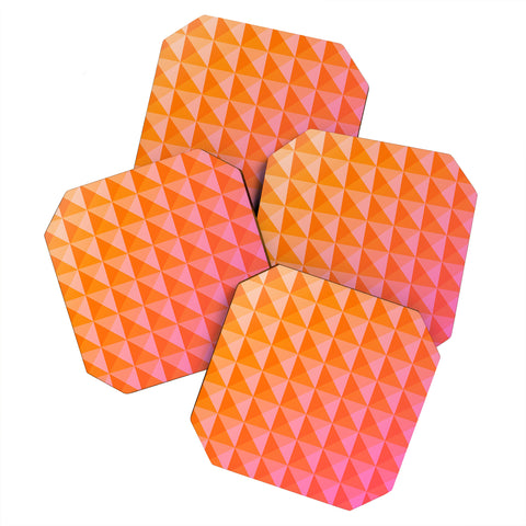 June Journal Geometric Gradient in Pink Coaster Set