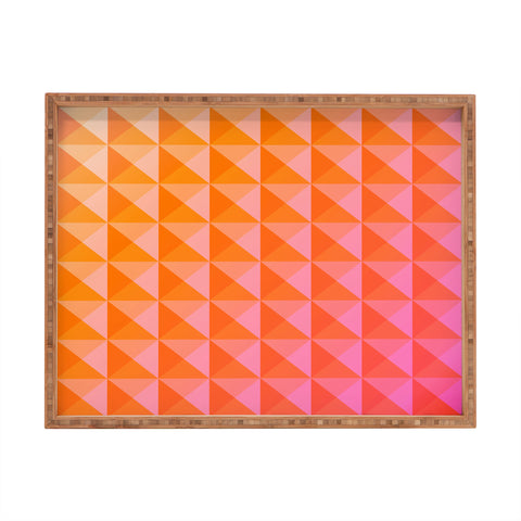 June Journal Geometric Gradient in Pink Rectangular Tray
