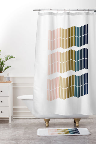 June Journal Geometric Ombre Trio Shower Curtain And Mat