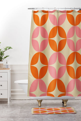 June Journal Mid Century Modern Pattern Shower Curtain And Mat