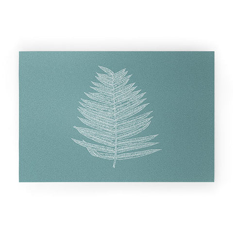 June Journal Minimalist Botanical in Teal Welcome Mat