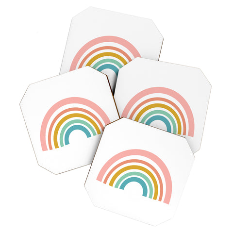 June Journal Minimalist Geometric Rainbow Coaster Set