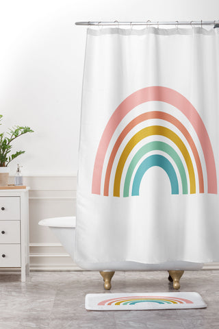 June Journal Minimalist Geometric Rainbow Shower Curtain And Mat