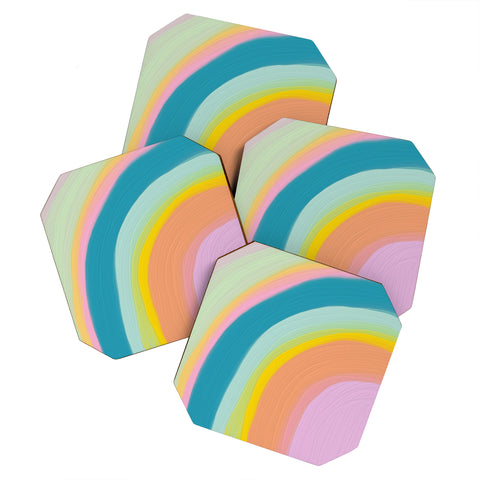 June Journal Painted Pastel Rainbow Coaster Set
