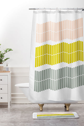 June Journal Pastel Piano Keys Shower Curtain And Mat