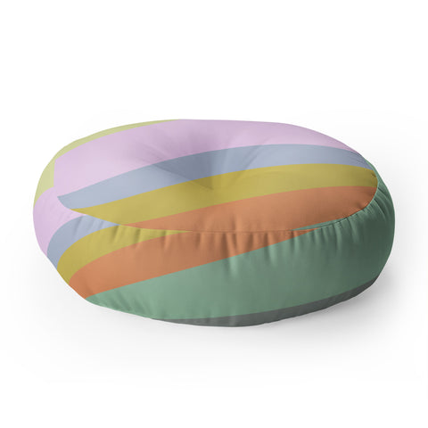 June Journal Pastel Rainbow Sunburst Floor Pillow Round