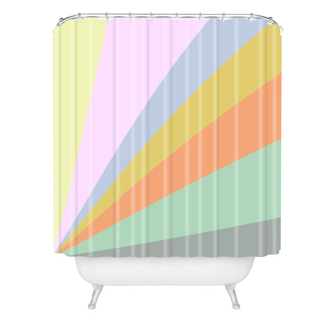 June Journal Pastel Rainbow Sunburst Shower Curtain