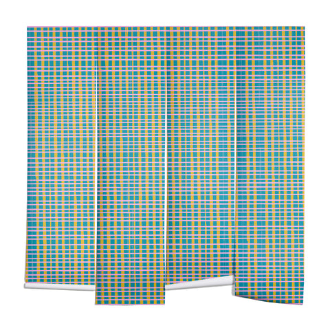 June Journal Plaid Lines in Blue Wall Mural