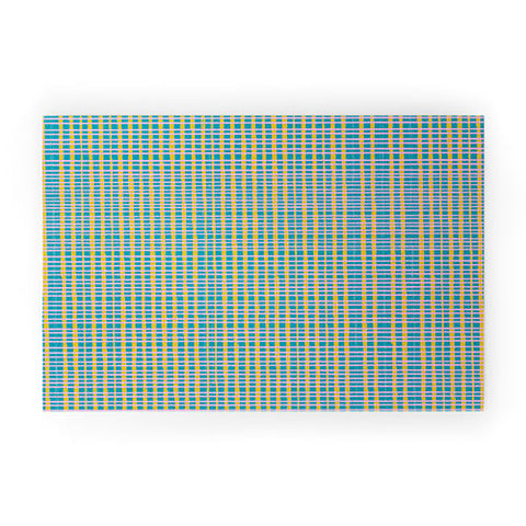 June Journal Plaid Lines in Blue Welcome Mat