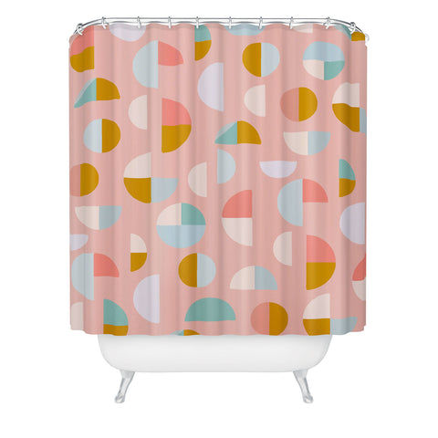 June Journal Playful Geometry Shapes Shower Curtain