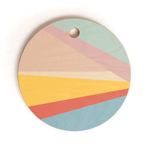 June Journal Retro Abstract Geometric Cutting Board Round