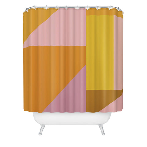 June Journal Shapes in Vintage Modern Pink Shower Curtain