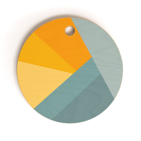 June Journal Sunset Triangle Color Block Cutting Board Round