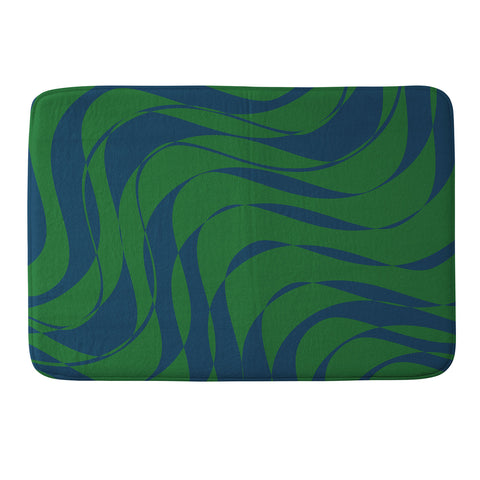June Journal Swirls in Green and Blue Memory Foam Bath Mat