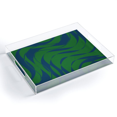 June Journal Swirls in Green and Blue Acrylic Tray