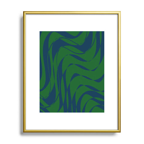 June Journal Swirls in Green and Blue Metal Framed Art Print
