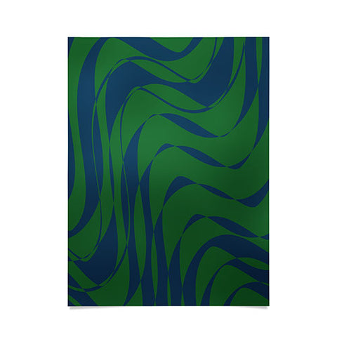 June Journal Swirls in Green and Blue Poster