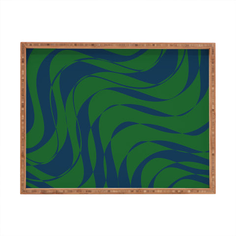 June Journal Swirls in Green and Blue Rectangular Tray