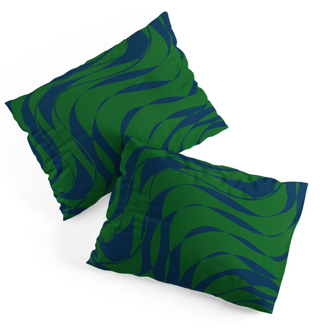 June Journal Swirls in Green and Blue Pillow Shams