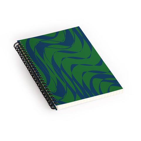 June Journal Swirls in Green and Blue Spiral Notebook