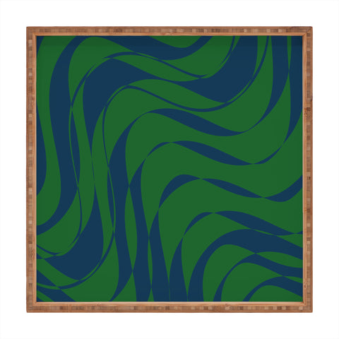 June Journal Swirls in Green and Blue Square Tray