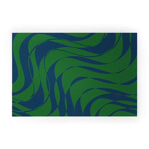 June Journal Swirls in Green and Blue Welcome Mat