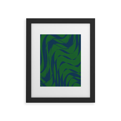 June Journal Swirls in Green and Blue Framed Art Print