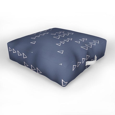 June Journal Triangles in Slate Blue Outdoor Floor Cushion