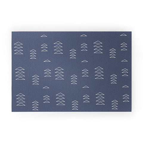 June Journal Triangles in Slate Blue Welcome Mat