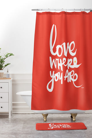Kal Barteski Love Red Shower Curtain And Mat