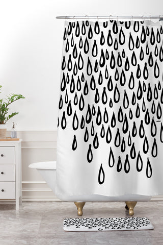 Kal Barteski RAINING Shower Curtain And Mat