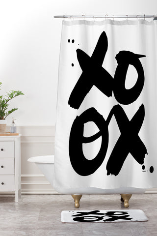 Kal Barteski XOXO bw Shower Curtain And Mat