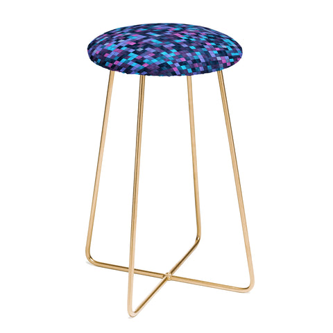 Kaleiope Studio Blue and Pink Squares Counter Stool