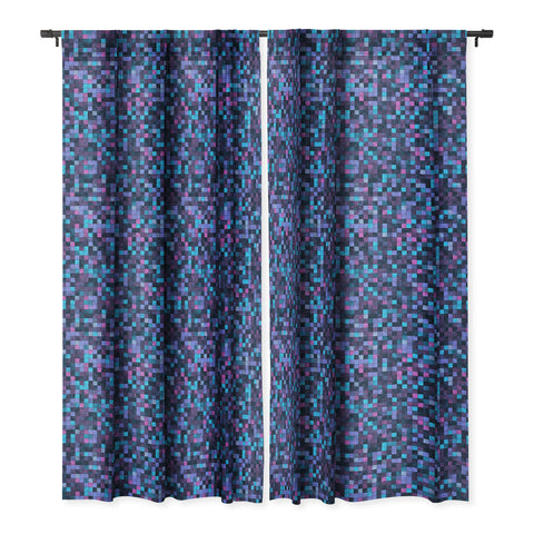 Kaleiope Studio Blue and Pink Squares Blackout Window Curtain