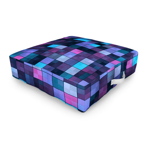 Kaleiope Studio Blue and Pink Squares Outdoor Floor Cushion
