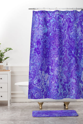 Kaleiope Studio Blue and Purple Marble Shower Curtain And Mat