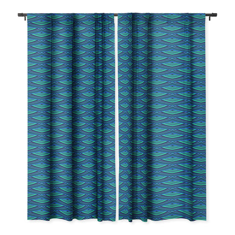 Kaleiope Studio Blue Teal Art Deco Scales Blackout Window Curtain