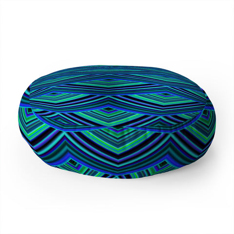 Kaleiope Studio Blue Teal Art Deco Scales Floor Pillow Round