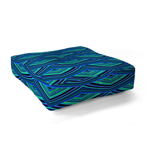 Kaleiope Studio Blue Teal Art Deco Scales Floor Pillow Square