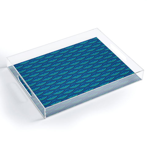 Kaleiope Studio Blue Teal Art Deco Scales Acrylic Tray