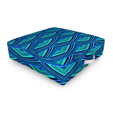 Kaleiope Studio Blue Teal Art Deco Scales Outdoor Floor Cushion