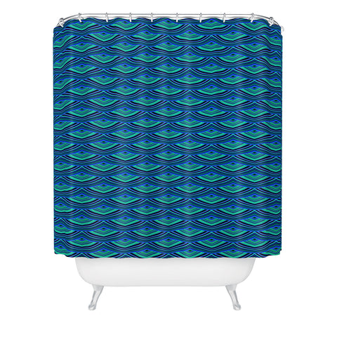 Kaleiope Studio Blue Teal Art Deco Scales Shower Curtain