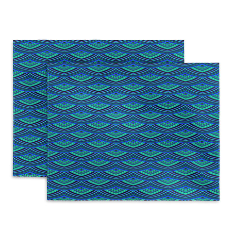 Kaleiope Studio Blue Teal Art Deco Scales Placemat