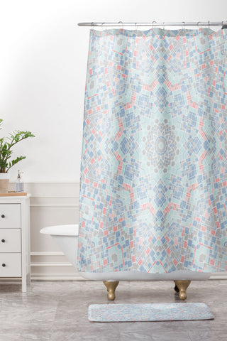 Kaleiope Studio Boho Pastel Mandala Shower Curtain And Mat
